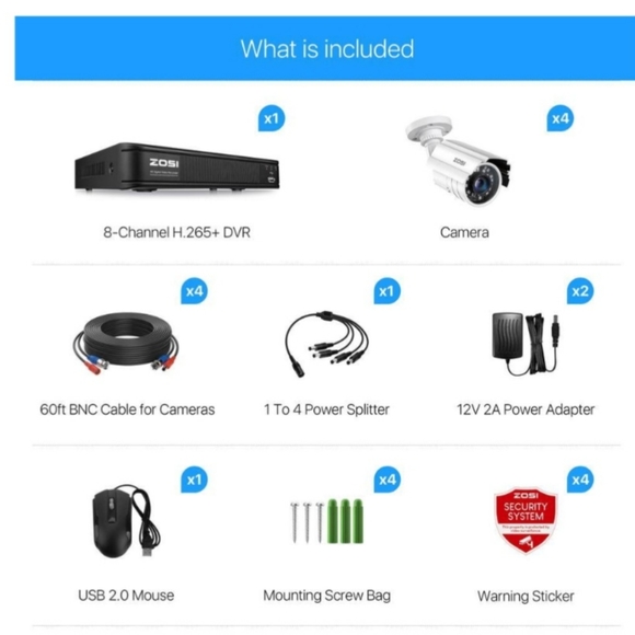 Zosi Wired Security Camera System w/ remote Indoor/Outdoor - Picture 11 of 11